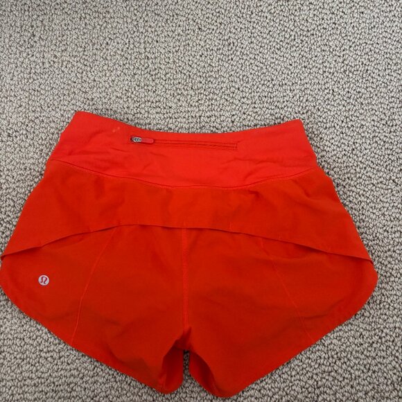 Lululemon Speed Up Mid-Rise Lined Short 4" Solar Orange Size 2 - Picture 3 of 4